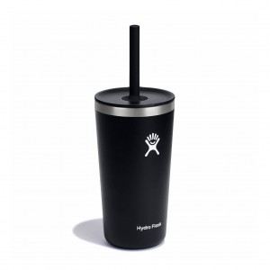 Hydro Flask 20 oz All Around Tumbler with Straw Lid Cups & Tumblers Svarta | EYZIFS-153