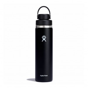 Hydro Flask 24 oz Wide Mouth with Flex Chug Cap Bottles Svarta | OTQYDM-563