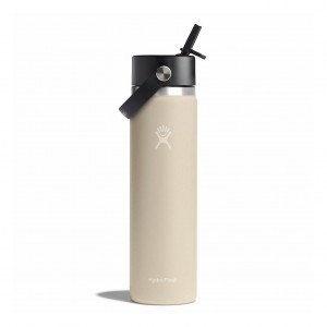 Hydro Flask 24 oz Wide Mouth with Flex Straw Cap Bottles Oat | VTAKXU-542