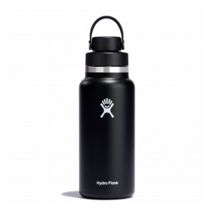Hydro Flask 32 oz Wide Mouth with Flex Chug Cap Bottles Svarta | EJKBIS-897