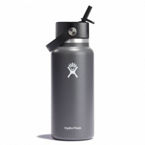 Hydro Flask 32 oz Wide Mouth with Flex Straw Cap Bottles Stone | DVLABG-854