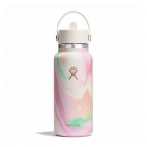 Hydro Flask 32 oz Wide Mouth with Flex Straw Cap Bottles Sugar Crush | TQSCEY-325