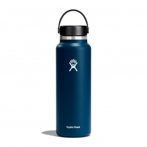 Hydro Flask 40 oz Wide Mouth Bottles Indigo | YPLCVG-823