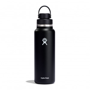 Hydro Flask 40 oz Wide Mouth with Flex Chug Cap Bottles Svarta | HOGWPI-946