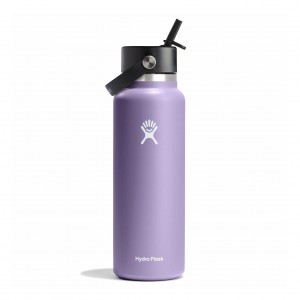 Hydro Flask 40 oz Wide Mouth with Flex Straw Cap Bottles Moonshadow | QBSZCK-674