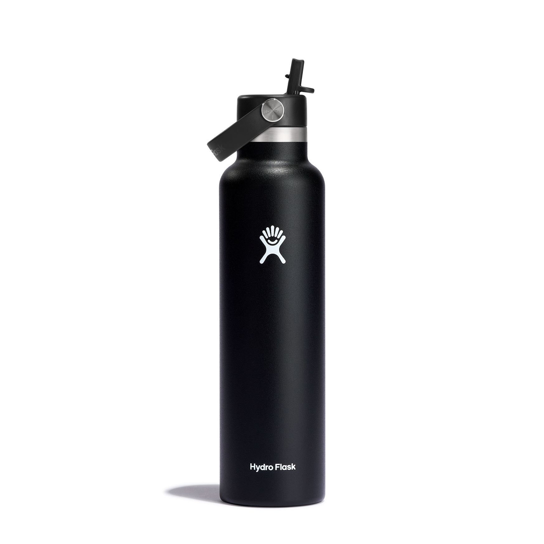 Hydro Flask 24 oz Standard Mouth with Flex Straw Cap Bottles Svarta | HFDYKO-269