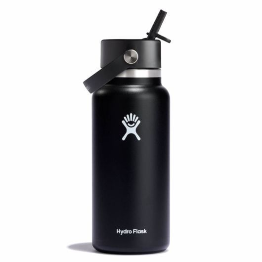 Hydro Flask 32 oz Wide Mouth with Flex Straw Cap Bottles Svarta | ZSKXOF-194