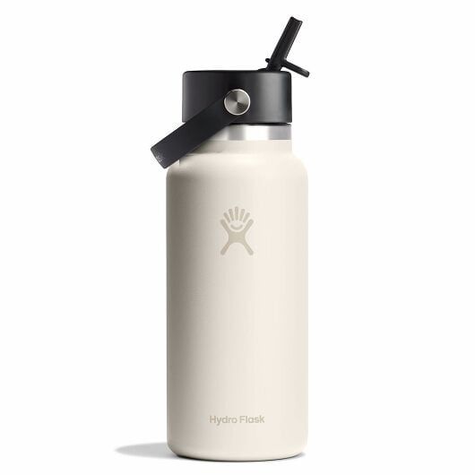 Hydro Flask 32 oz Wide Mouth with Flex Straw Cap Bottles Ivory | OYCRGW-946