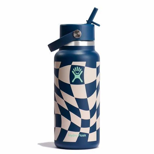 Hydro Flask 32 oz Wide Mouth with Flex Straw Cap Bottles Indigo | KDQWLJ-756